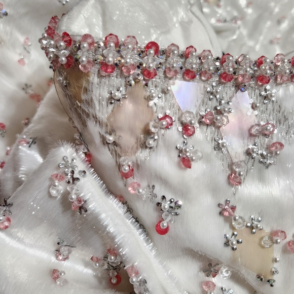 SPRING Easter MOSCHINO COUTURE Faux Fur Dress Marie Antoinette Embellished Beads - Picture 13 of 16